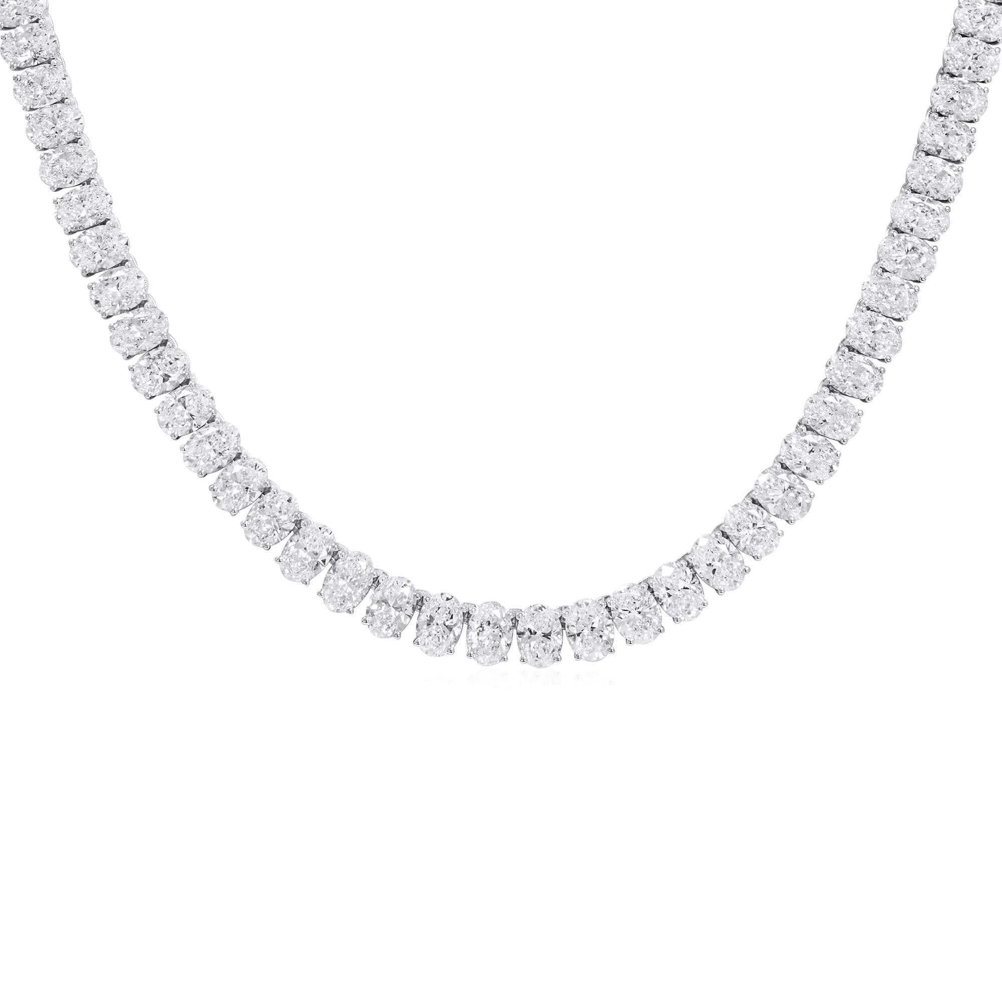 White Diamond Necklace, 27.23 Ct. (28.35 Ct. TW), Oval shape