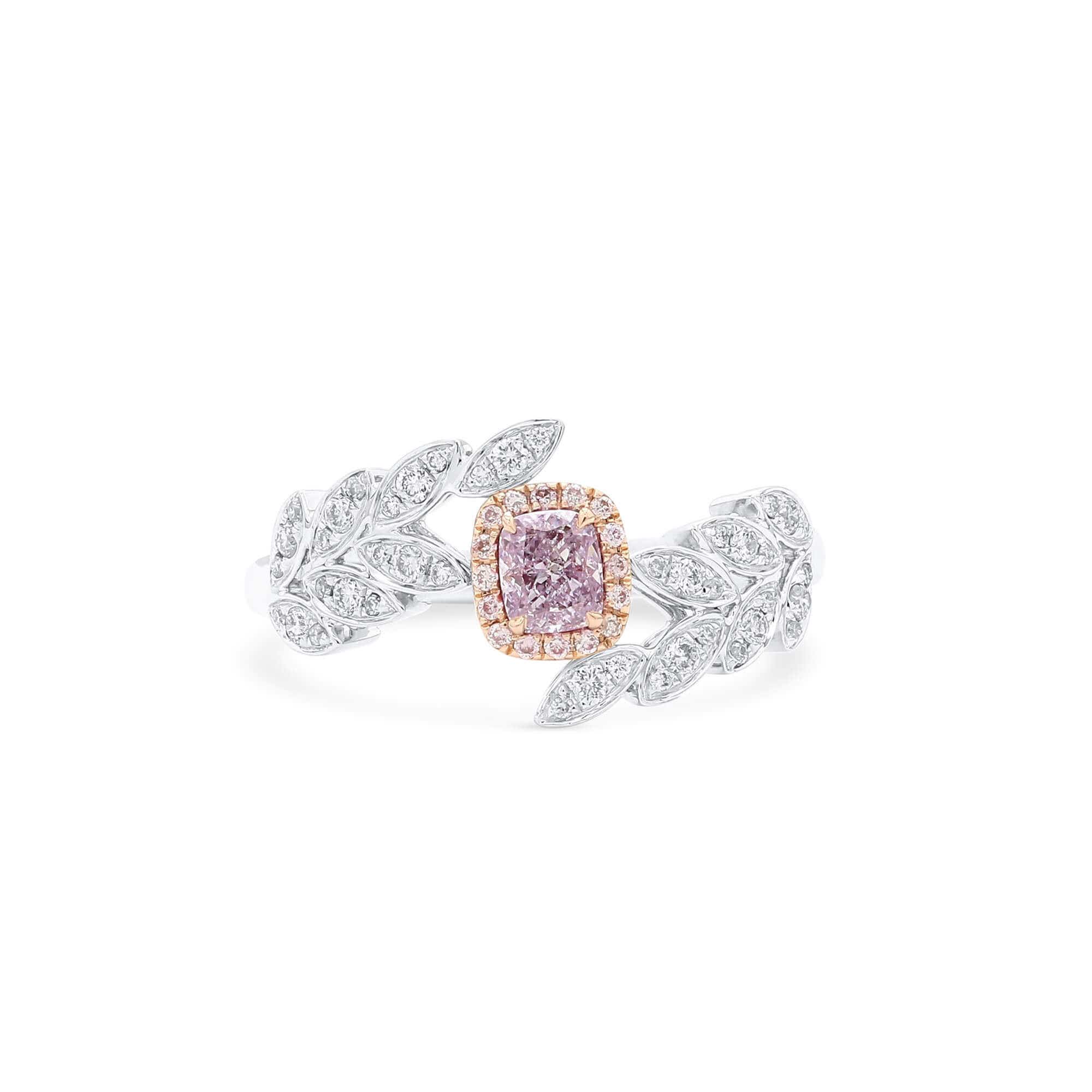 Fancy Light Purplish Pink Diamond Ring, 0.30 Ct. (0.52 Ct. TW), Cushion shape, GIA Certified, 2447941872